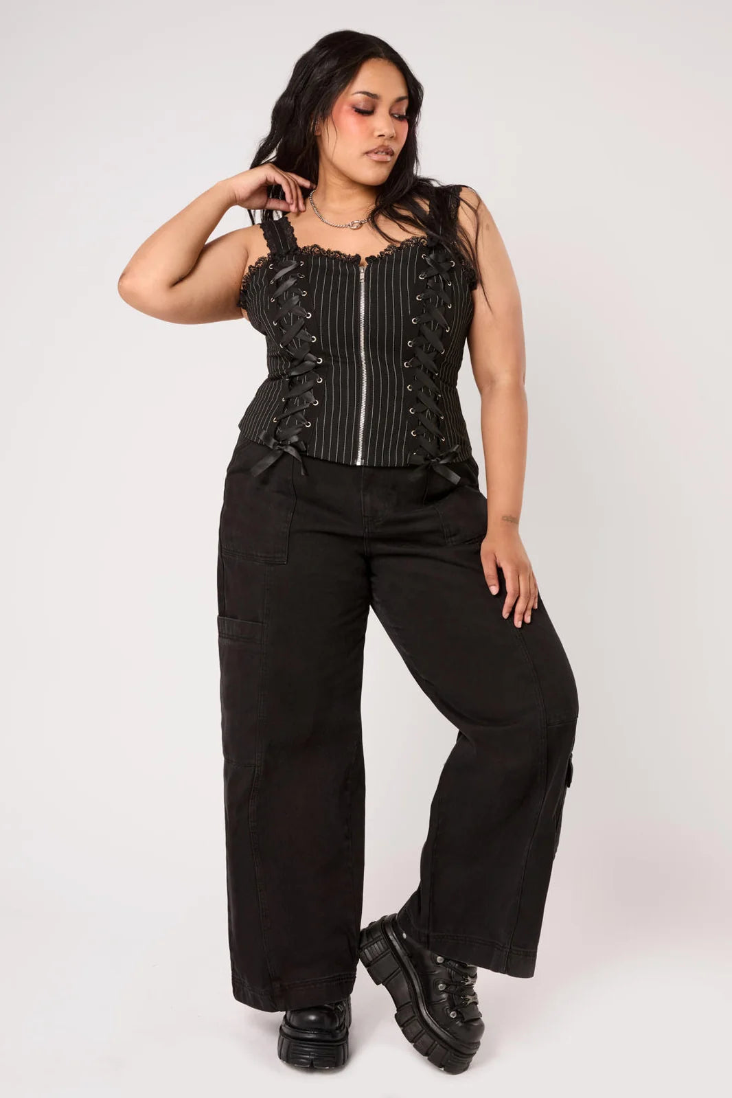 PREORDER - Quinzel Pinstripe Top - Estimated dispatch date 25th of August