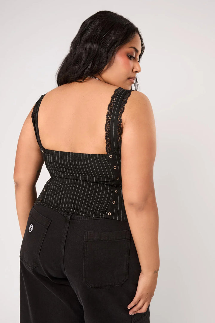 PREORDER - Quinzel Pinstripe Top - Estimated dispatch date 25th of August