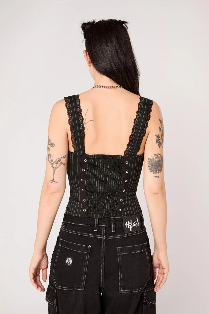 PREORDER - Quinzel Pinstripe Top - Estimated dispatch date 25th of August