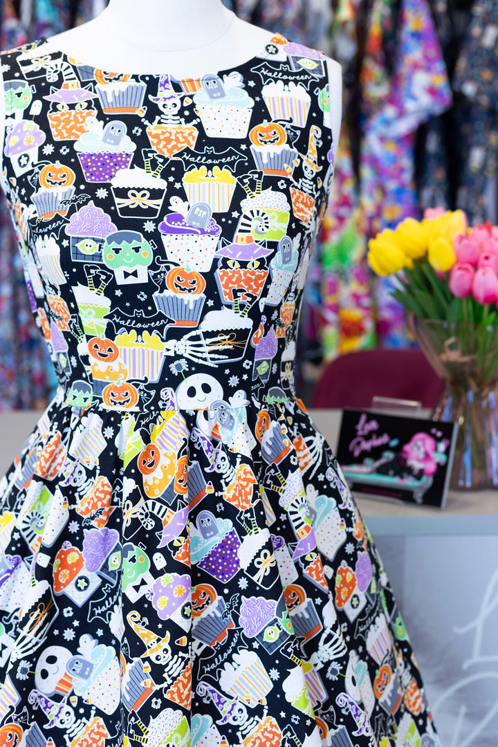 Glow in the Dark Halloween Cupcake Vintage Dress