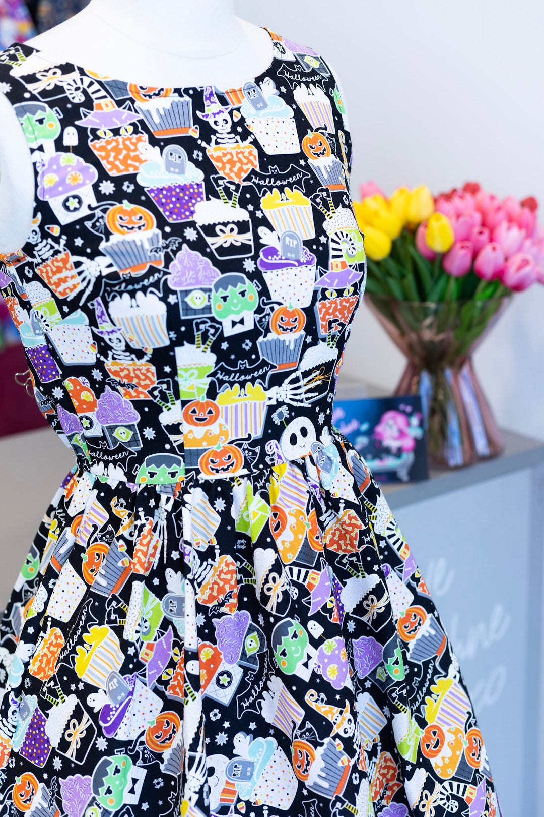 Glow in the Dark Halloween Cupcake Vintage Dress