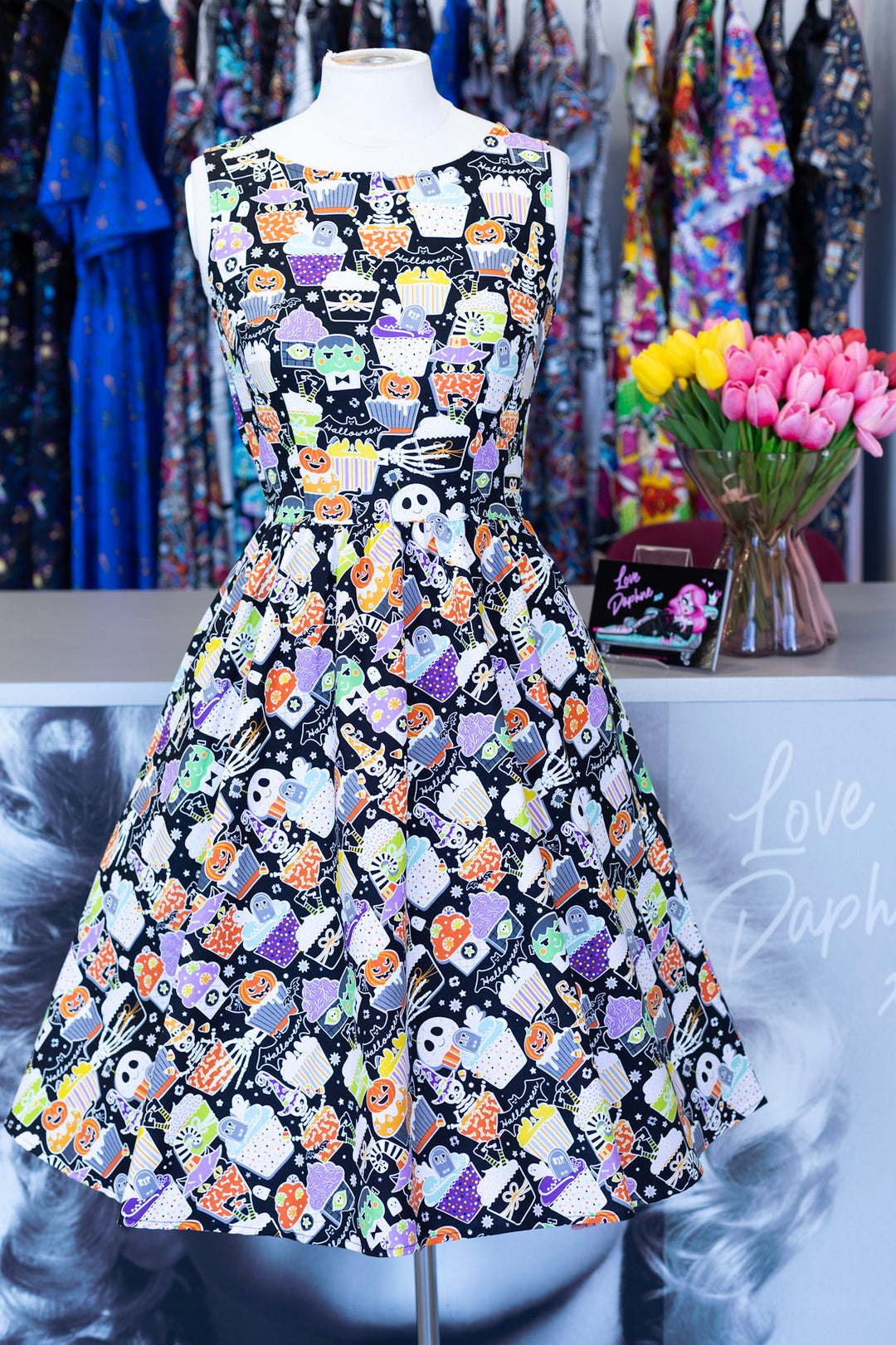 Glow in the Dark Halloween Cupcake Vintage Dress