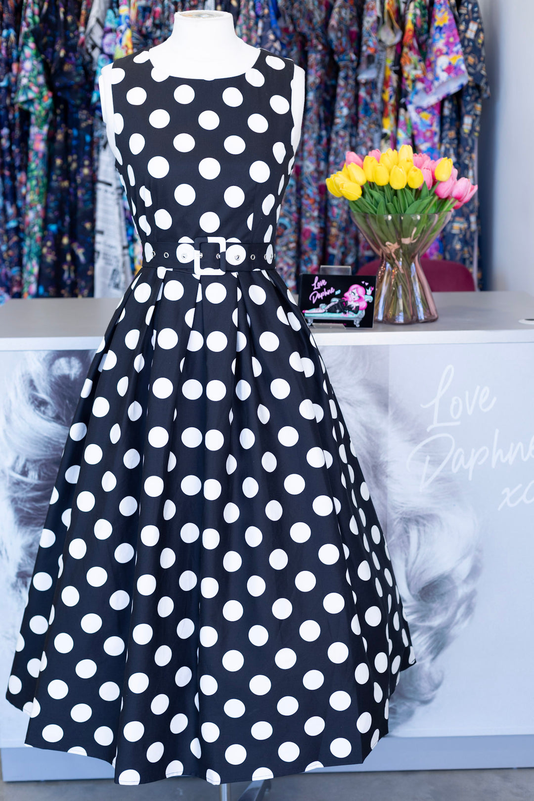 Helen Black Polka Dot Dress