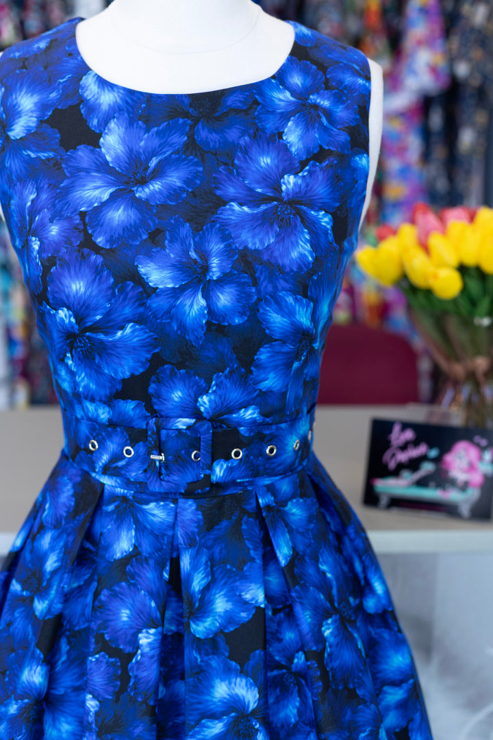 PREORDER - Helen Blue Floral Midi Dress - Expected dispatch 10th of September