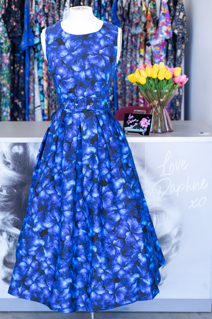 PREORDER - Helen Blue Floral Midi Dress - Expected dispatch 10th of September