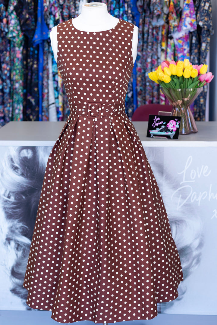 PREORDER - Helen Brown Polka Midi Dress - Expected dispatch 10th of September