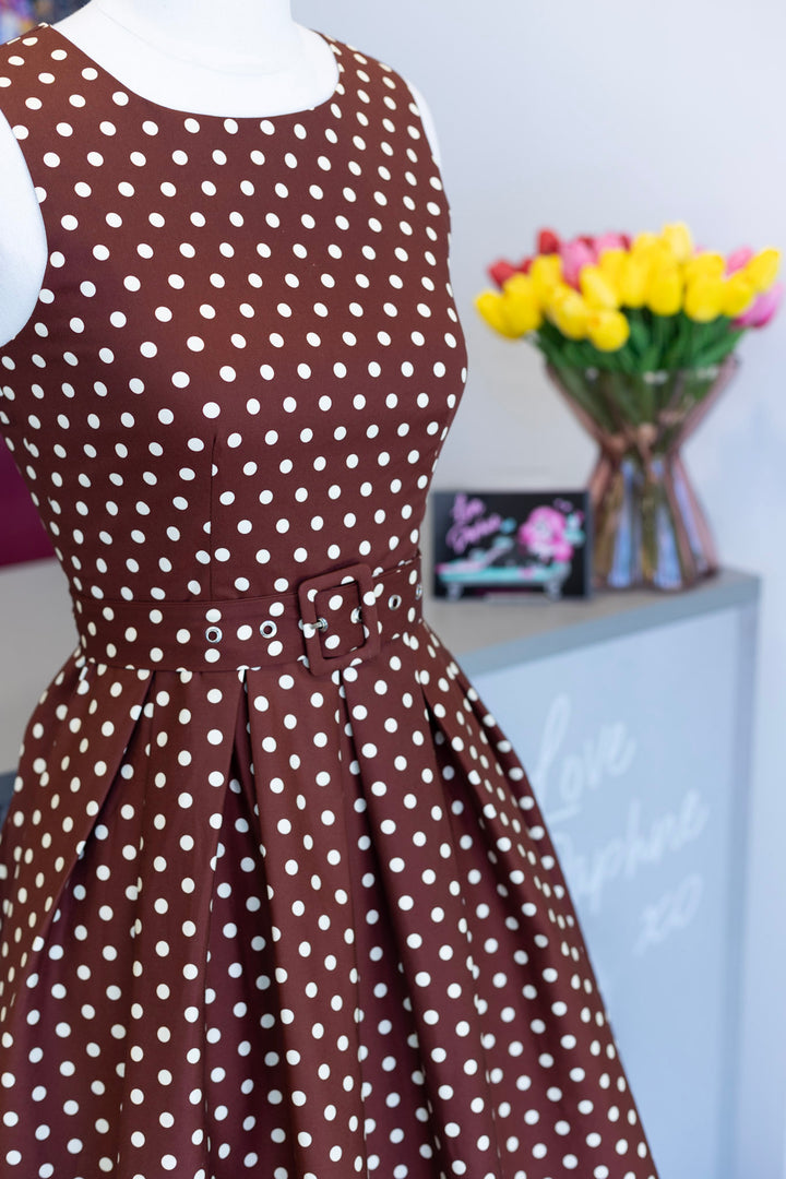 PREORDER - Helen Brown Polka Midi Dress - Expected dispatch 10th of September