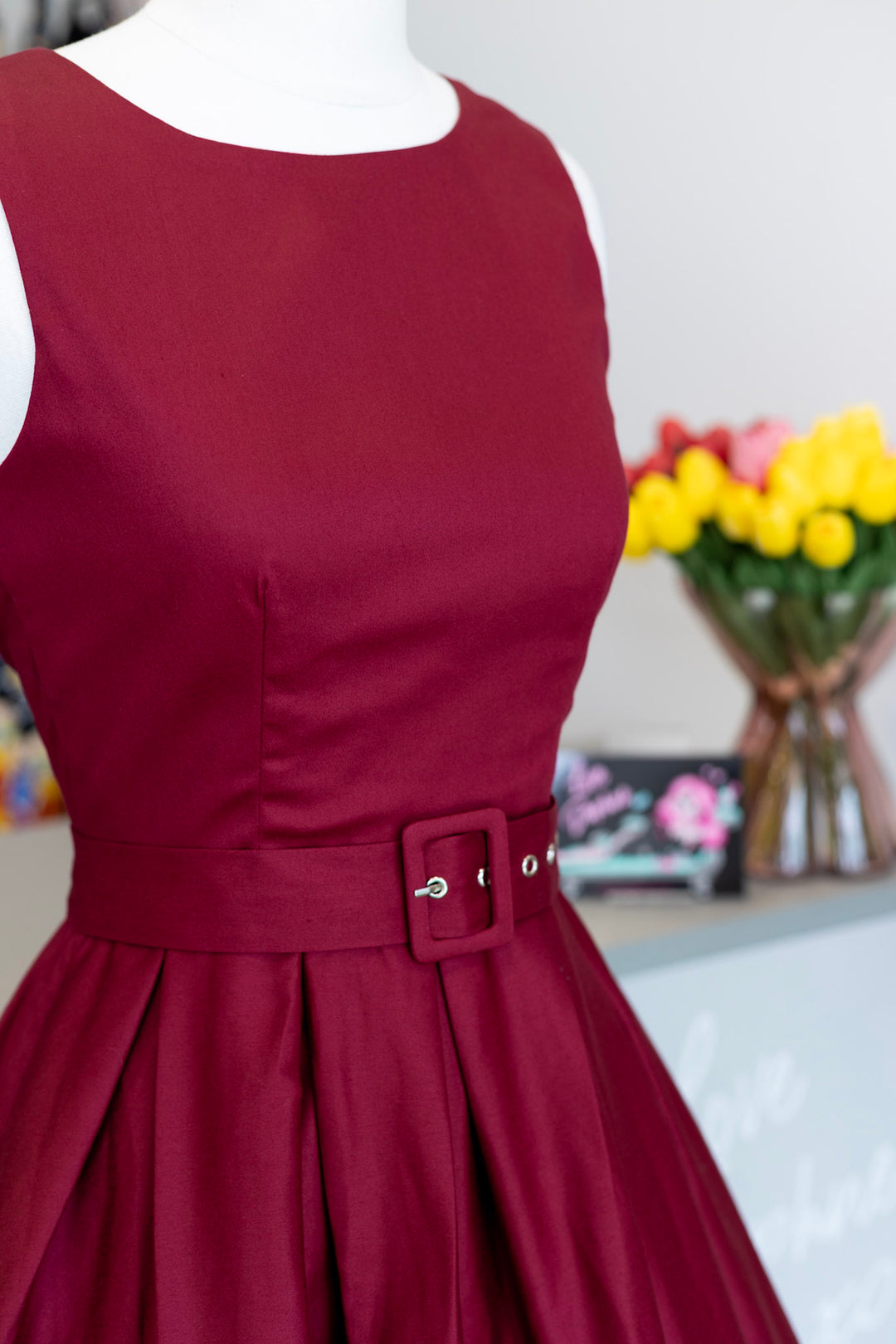 Helen Burgundy Dress