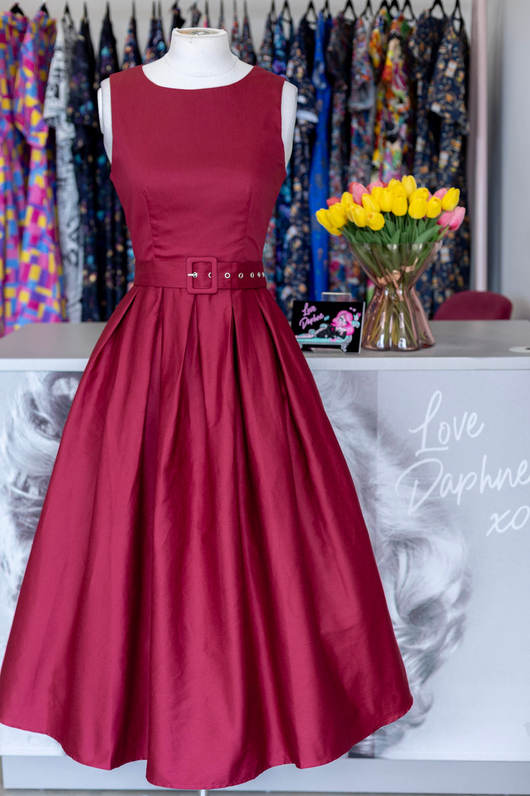 Helen Burgundy Dress
