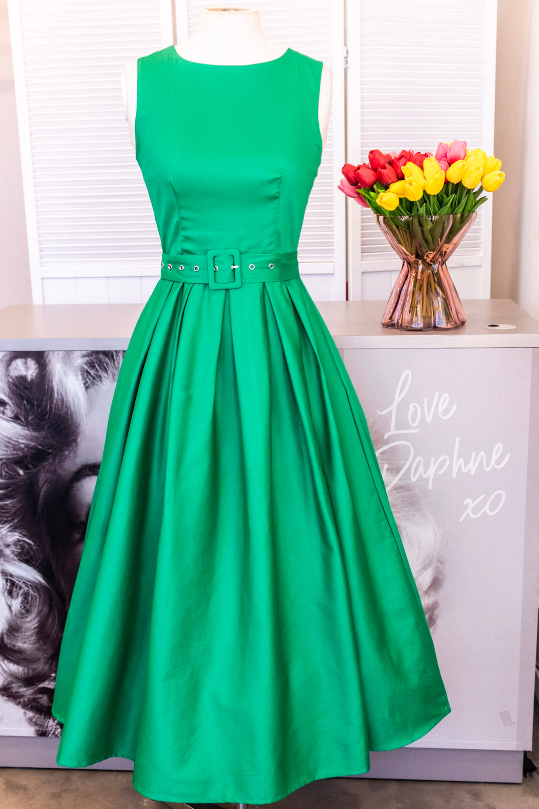 PREORDER - Helen Green Midi Dress - Expected dispatch 10th of September