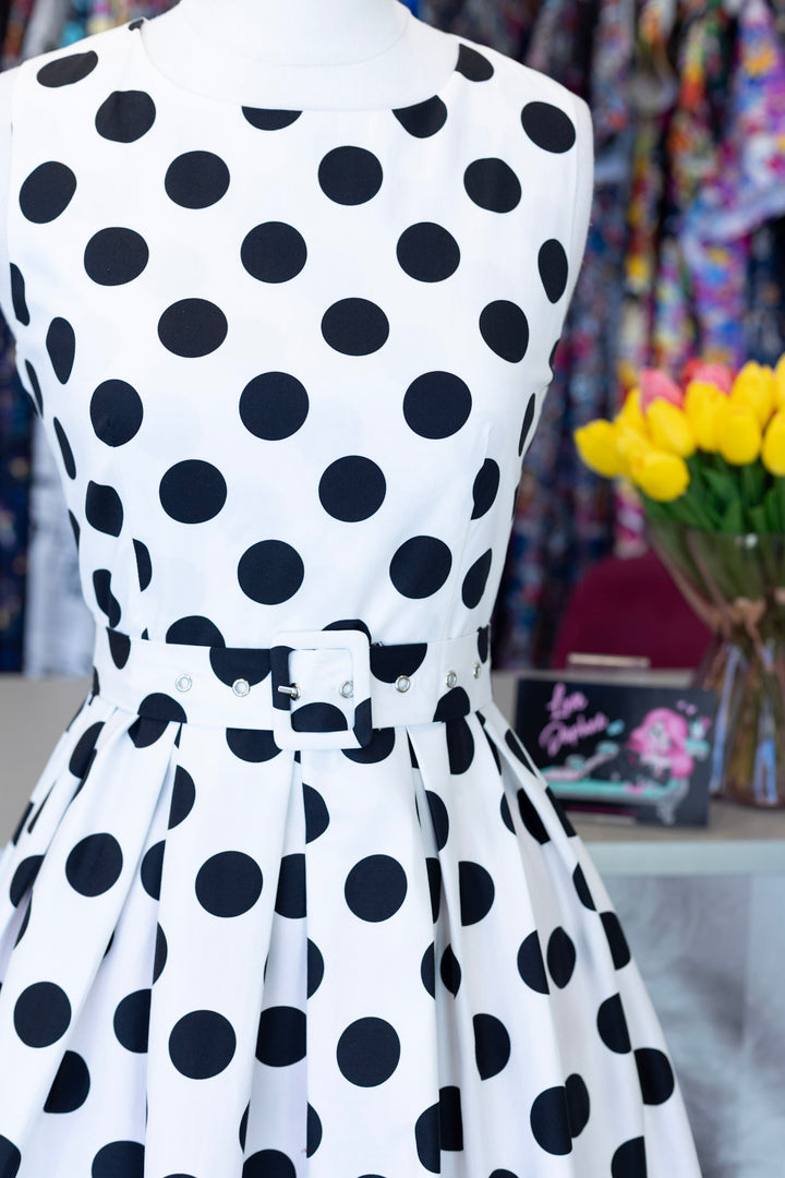 Helen White Polka Midi Dress