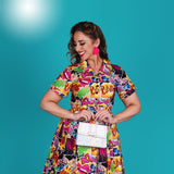 Peggy Swing Dress in la flor de Nochebuena - Preorder for dispatch 29th November