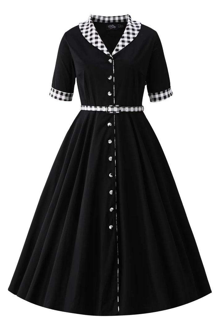 PREORDER - Mollie Classic Black Gingham Shirt Dress - Expected dispatch 1st of July