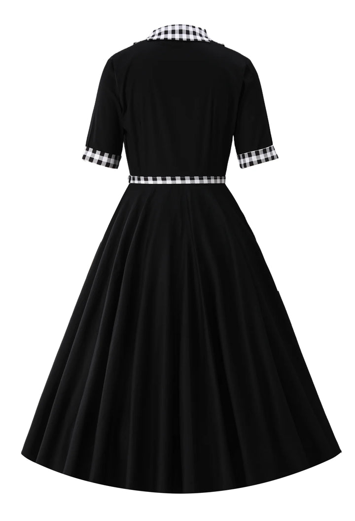 PREORDER - Mollie Classic Black Gingham Shirt Dress - Expected dispatch 1st of July