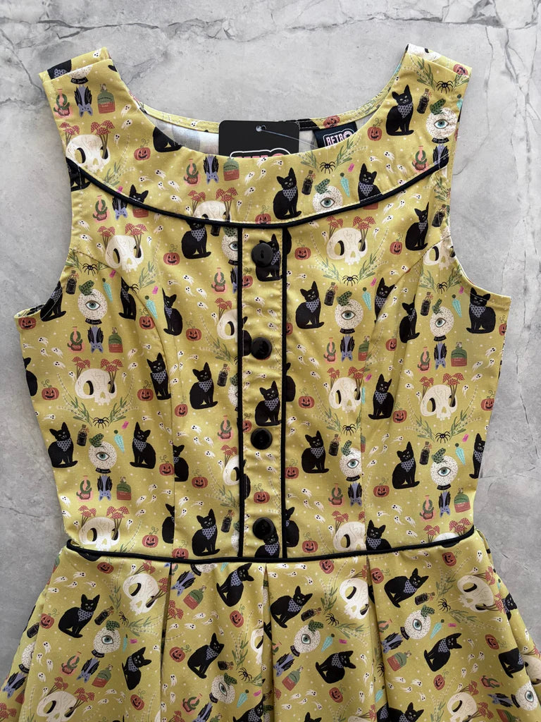 PREORDER - Elizabeth Dress in Mystical Cats - Estimated dispatch 30th July