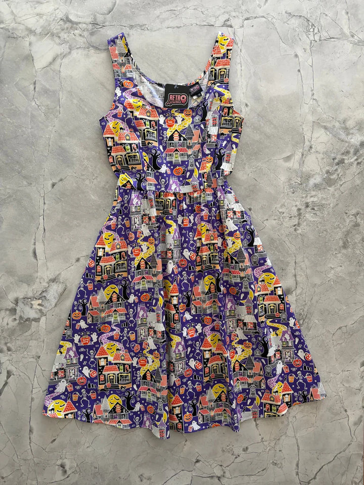 PREORDER - Glow in the Dark Haunted House Fit & Flare Dress - Estimated dispatch 30th July