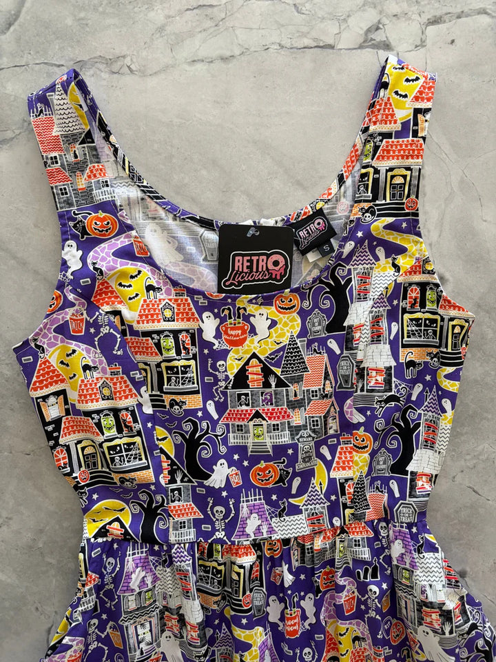 PREORDER - Glow in the Dark Haunted House Fit & Flare Dress - Estimated dispatch 30th July