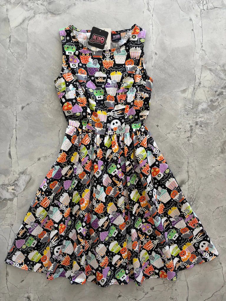 PREORDER - Glow in the Dark Halloween Cupcake Vintage Dress - Estimated dispatch 30th July