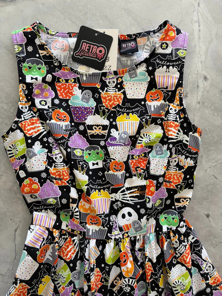 PREORDER - Glow in the Dark Halloween Cupcake Vintage Dress - Estimated dispatch 30th July