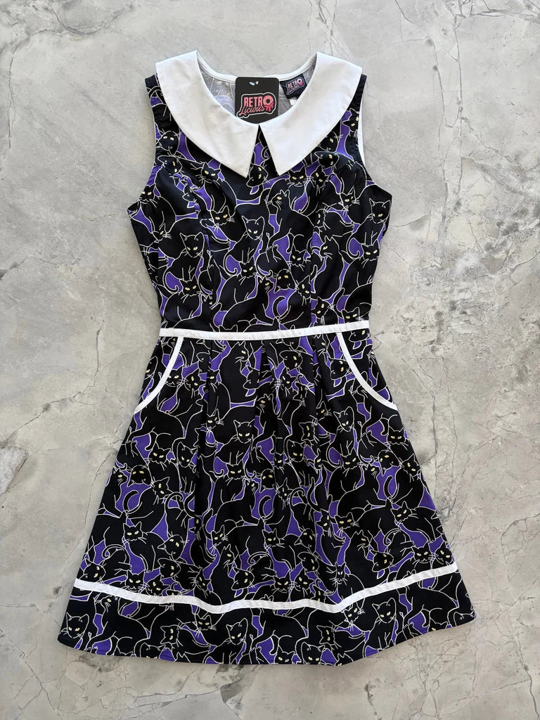 PREORDER - Glow in the Dark Cats Collared Dress - Estimated dispatch 30th July