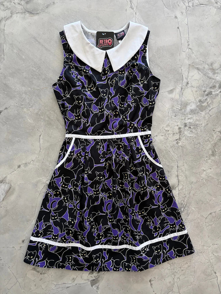 PREORDER - Glow in the Dark Cats Collared Dress - Estimated dispatch 30th July