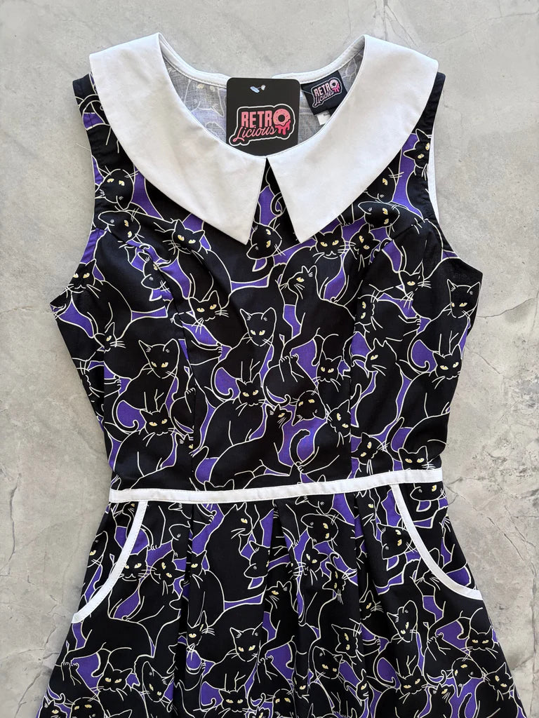 PREORDER - Glow in the Dark Cats Collared Dress - Estimated dispatch 30th July