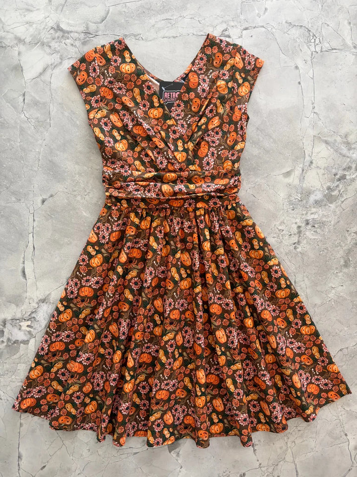 PREORDER - Pumpkins and Flowers Greta Dress - Expected dispatch 30th July