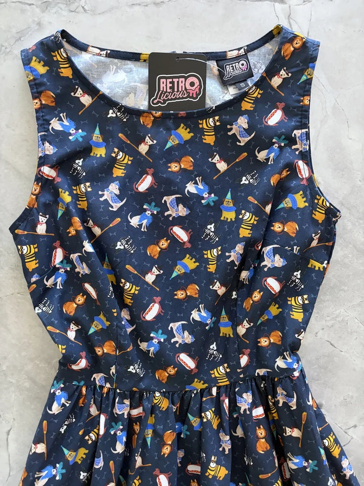 PREORDER - Dogs in Costumes Midi Dress - Expected dispatch date 11th of August