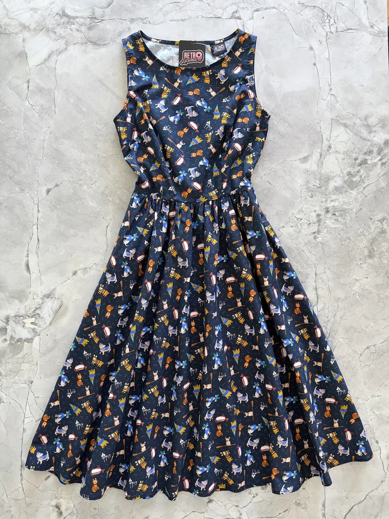 PREORDER - Dogs in Costumes Midi Dress - Expected dispatch date 11th of August