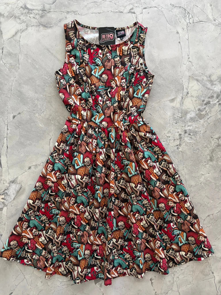 PREORDER - Retro Zombies Vintage Dress - Estimated dispatch 11th of August