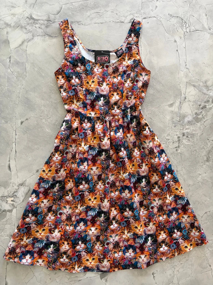 PREORDER - Cats Fit & Flare Dress - Estimated dispatch 25th of August