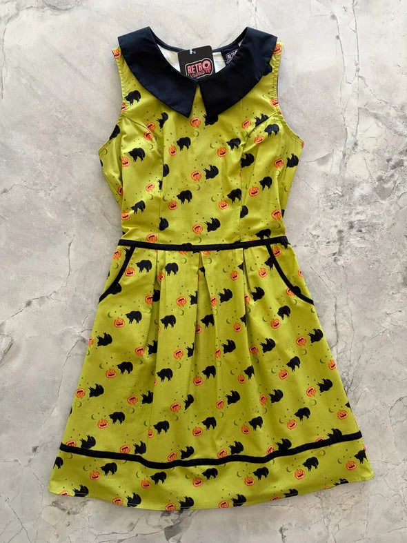 PREORDER - Black Cat Collared Dress - Expected dispatch date 3rd of September