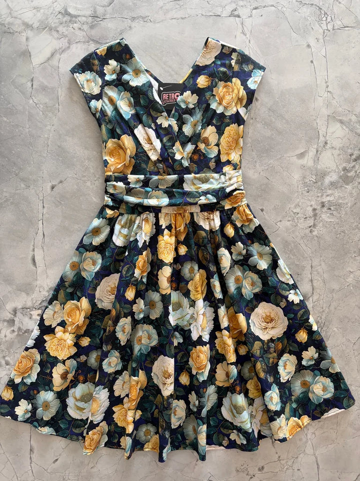 PREORDER - Midnight Floral Greta Dress - Expected dispatch date 22nd of October