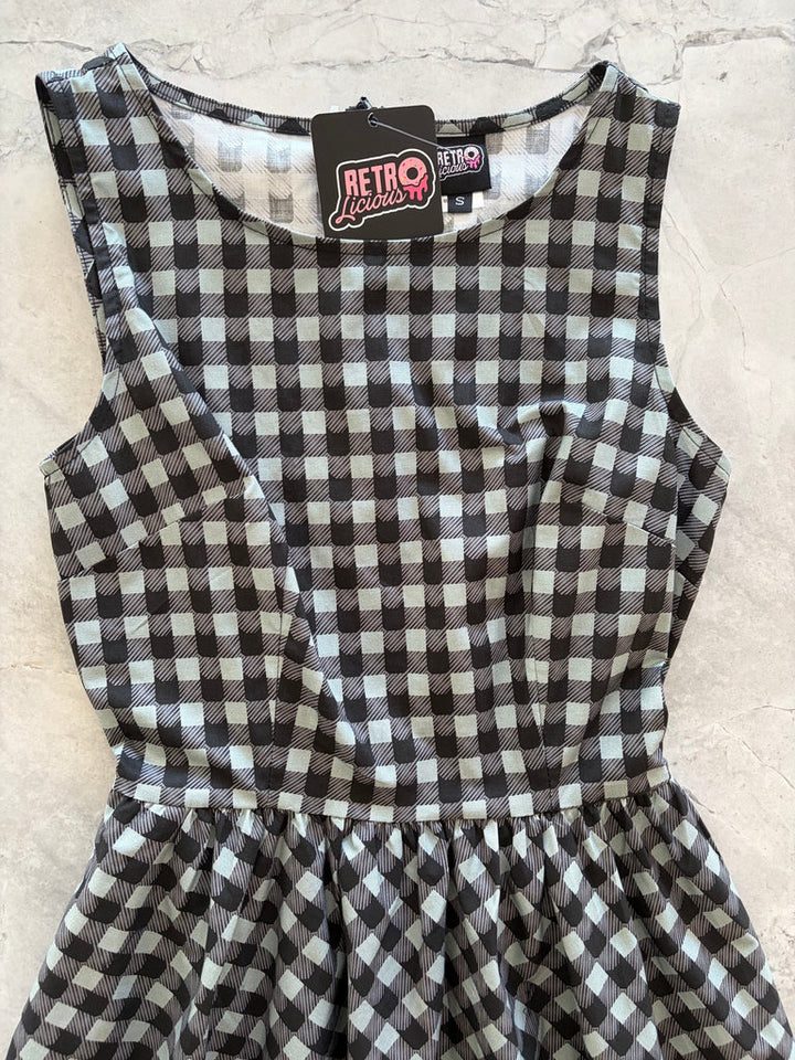 PREORDER - Checkered Cats Vintage Dress- Estimated dispatch 12th of November