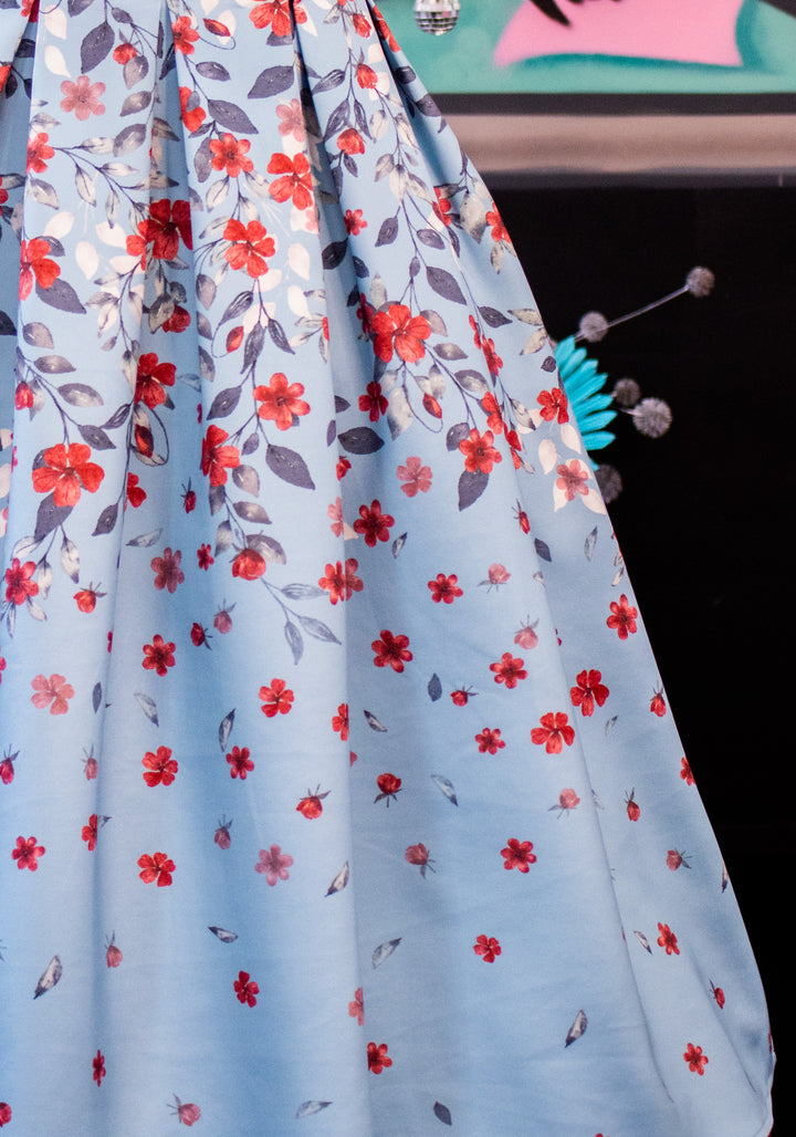 Amanda Blue Floral Swing Dress