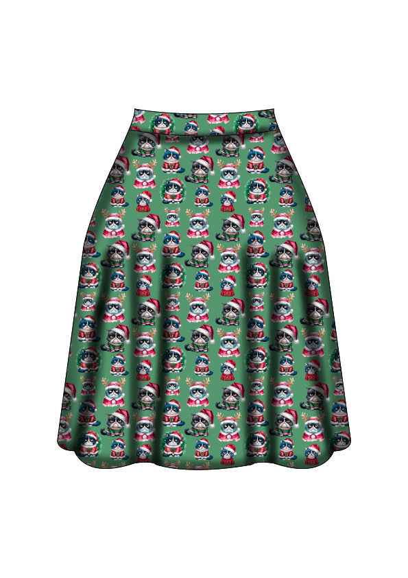 Iris Swing Skirt - Grumpy Cats Christmas - Preorder for dispatch 28th of October