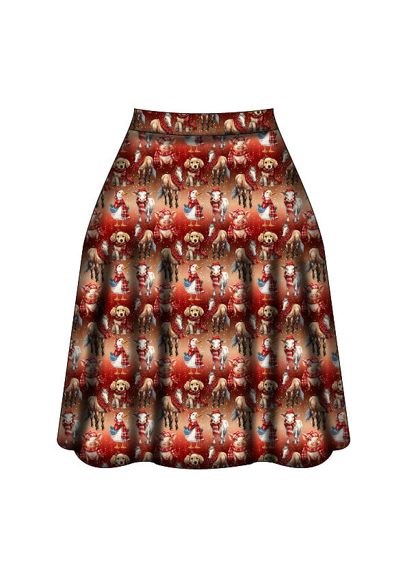 Iris Swing Skirt - Farmyard Christmas - Preorder for dispatch 28th of October