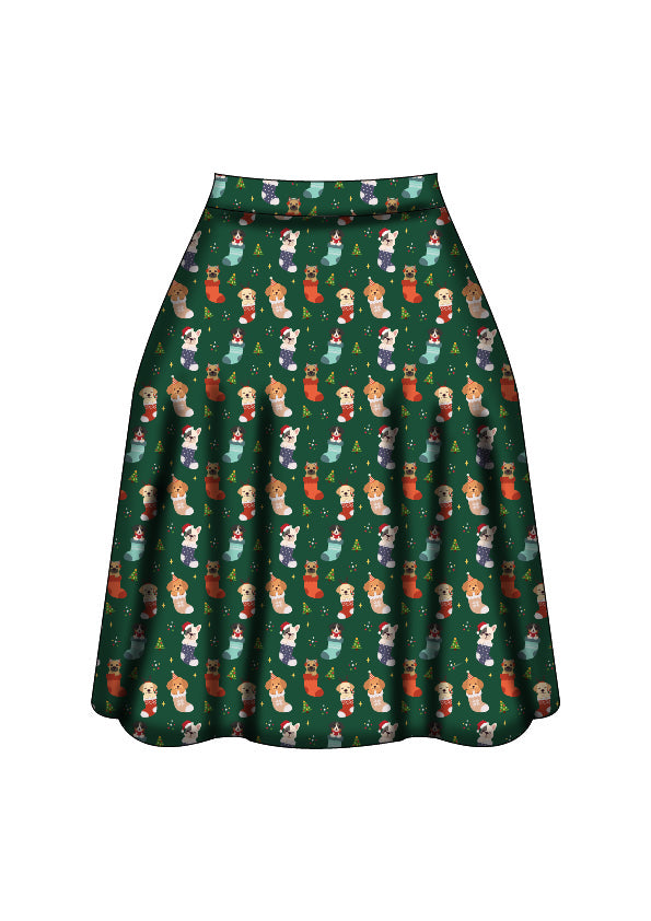 Iris Swing Skirt - Christmas Pups - Preorder for dispatch 28th of October