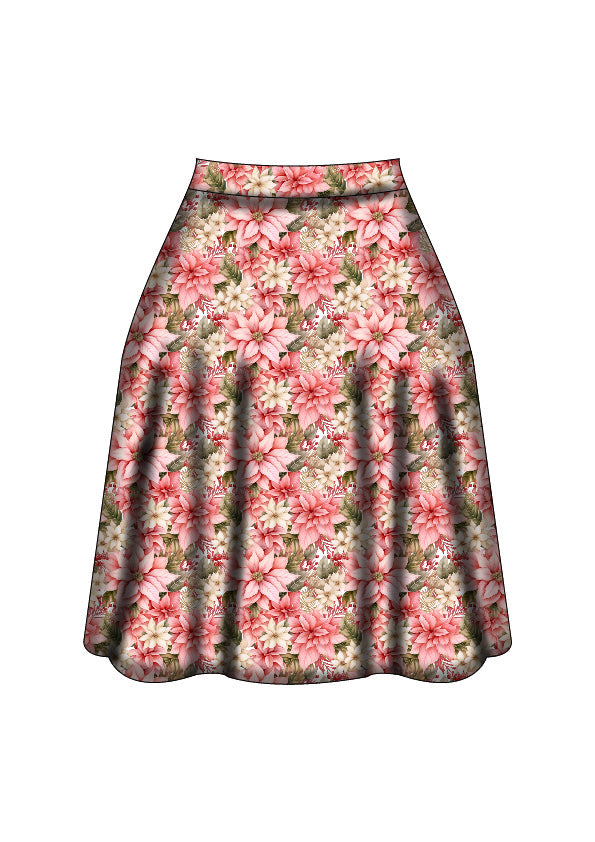 Iris Swing Skirt - Pink Poinsettia - Preorder for dispatch 28th of October