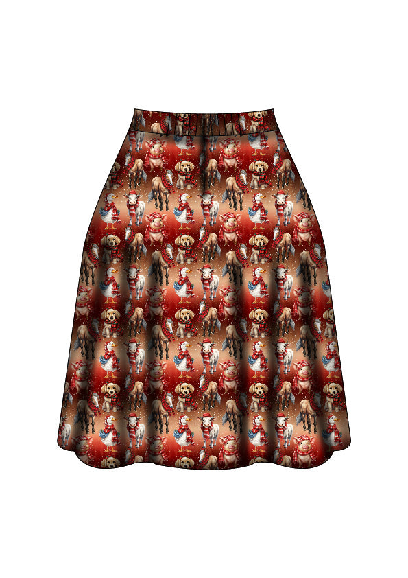 Iris Swing Skirt - Farmyard Christmas - Preorder for dispatch 28th of October