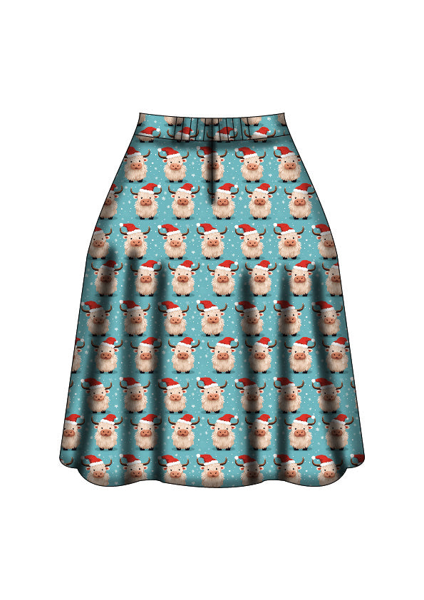 Iris Swing Skirt - Christmas Highland - Preorder for dispatch 28th of October