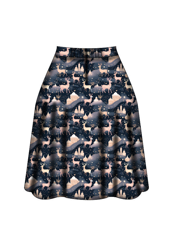 Iris Swing Skirt - Christmas Reindeer - Preorder for dispatch 28th of October