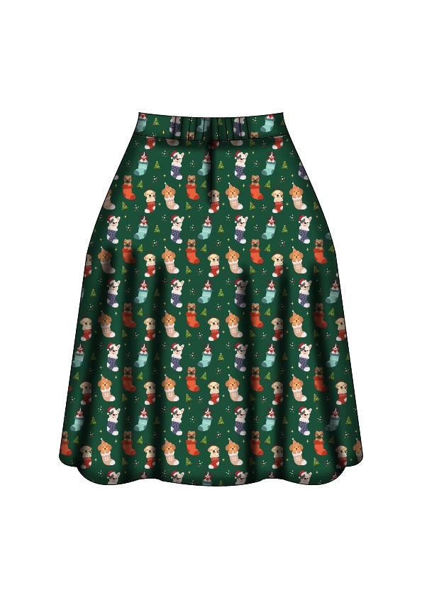 Iris Swing Skirt - Christmas Pups - Preorder for dispatch 28th of October