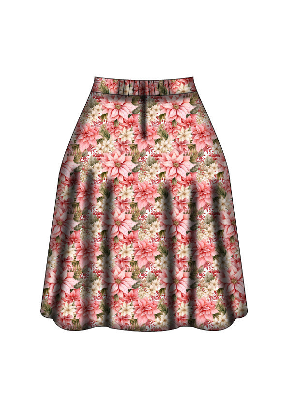 Iris Swing Skirt - Pink Poinsettia - Preorder for dispatch 28th of October