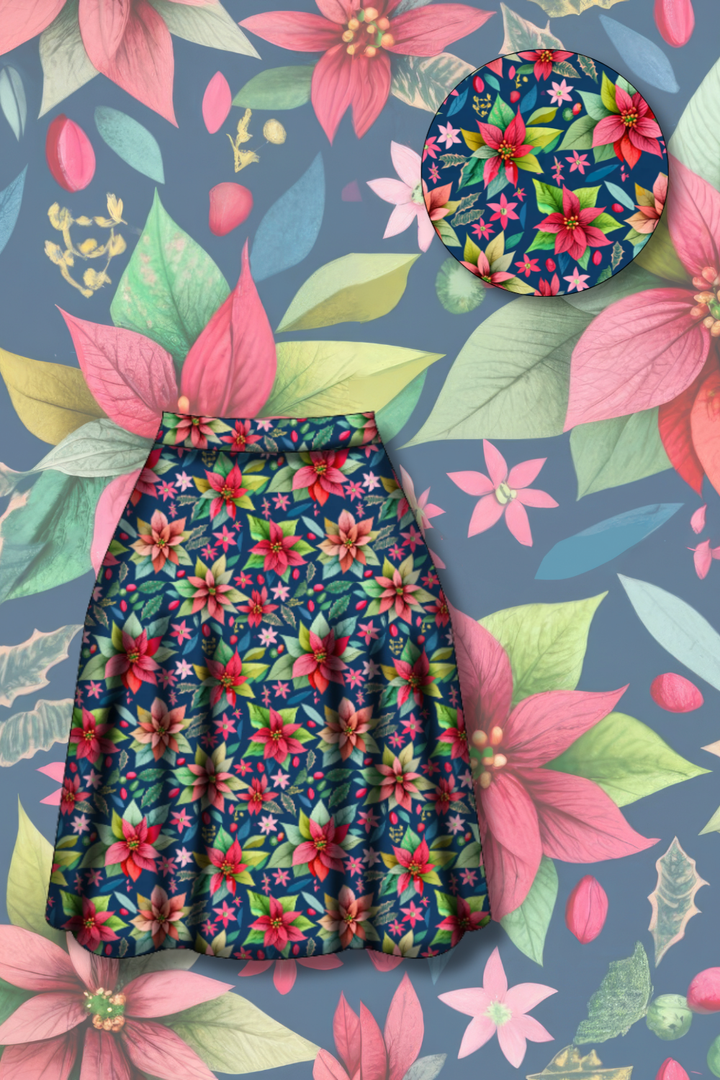 PREORDER  - Iris Skirt - Poinsettia Party - Estimated dispatch date 5th of November
