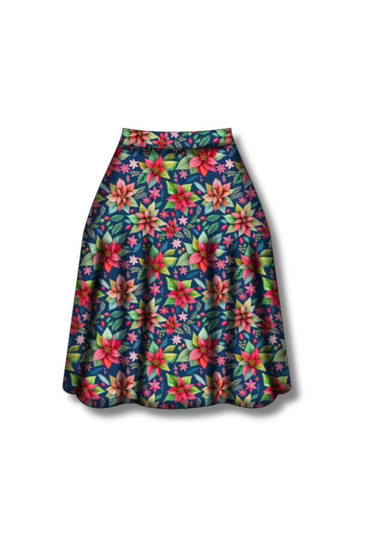 PREORDER  - Iris Skirt - Poinsettia Party - Estimated dispatch date 5th of November
