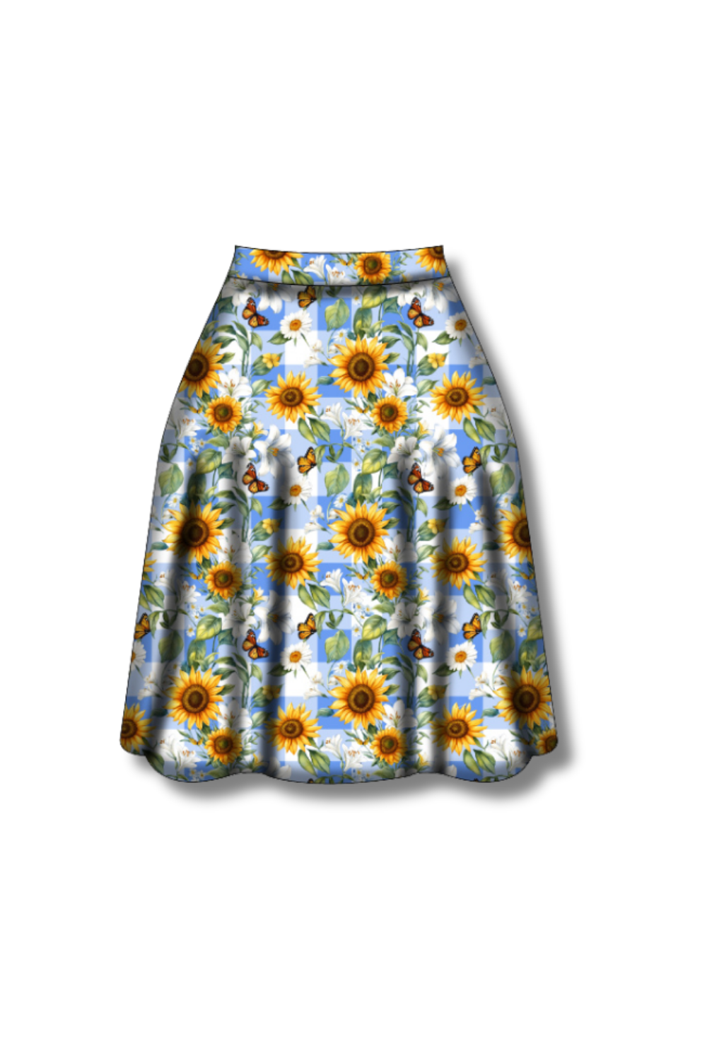 PREORDER - Iris Swing Skirt - Sunflower Blue Gingham - Estimated dispatch date 27th of October