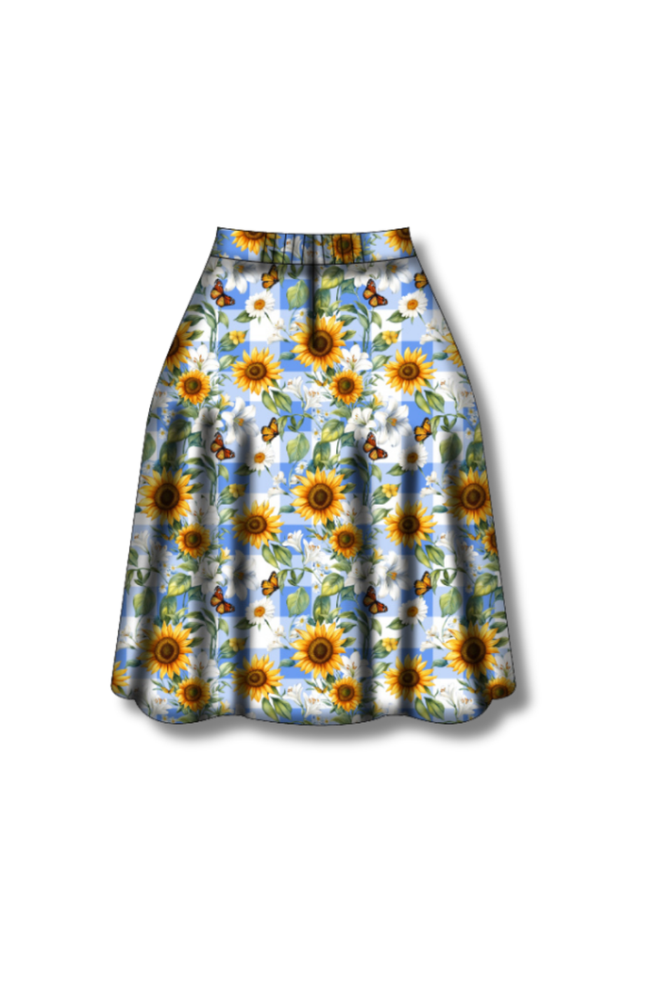 PREORDER - Iris Swing Skirt - Sunflower Blue Gingham - Estimated dispatch date 27th of October
