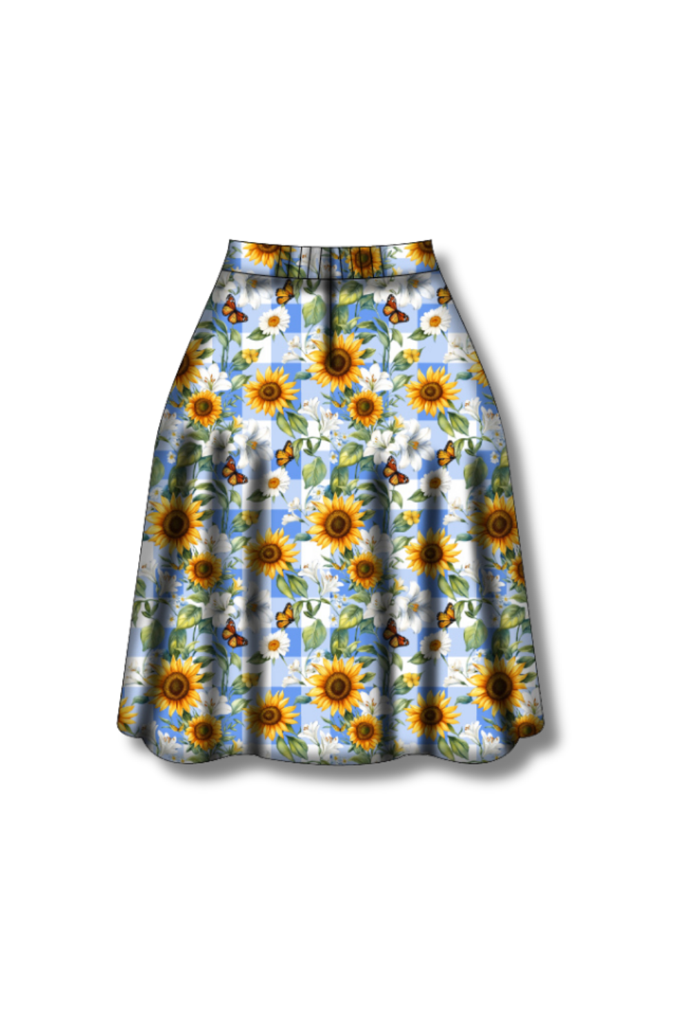 PREORDER - Iris Swing Skirt - Sunflower Blue Gingham - Estimated dispatch date 27th of October
