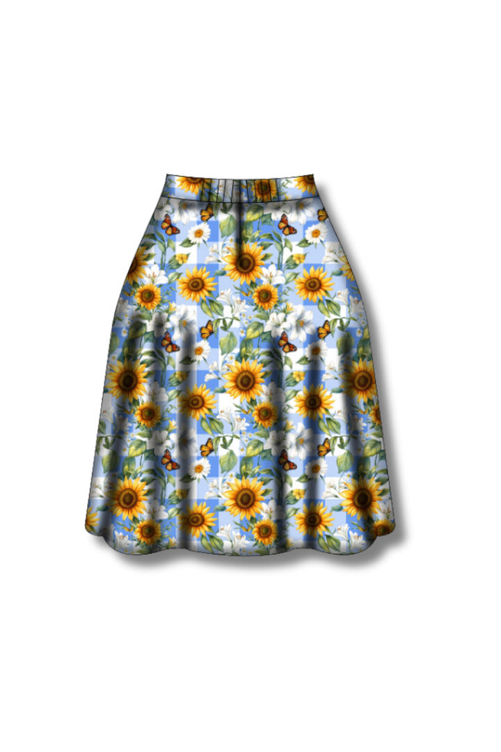 PREORDER - Iris Swing Skirt - Sunflower Blue Gingham - Estimated dispatch date 27th of October